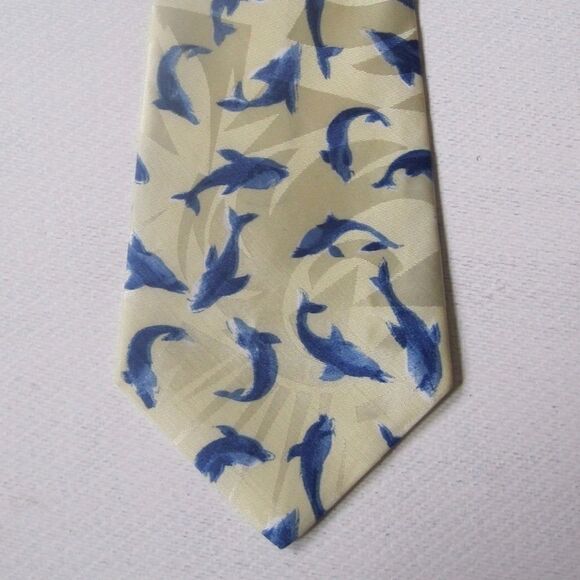 🌹DINO ROMARO Handmade Mens Tie Dolphin Necktie - Picture 2 of 5